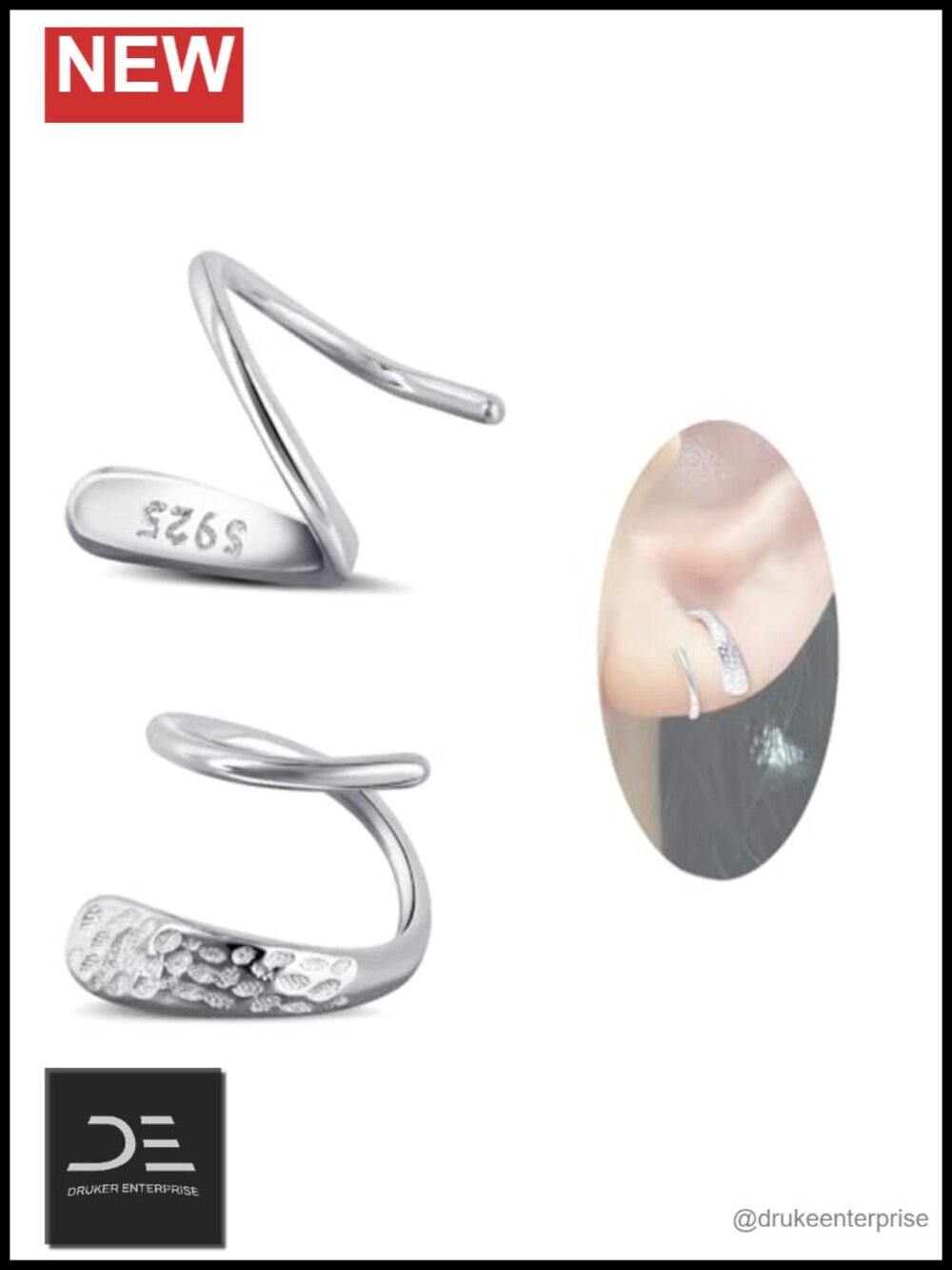 S925 Sterling Silver Double Hoop Earrings Hypoallergenic Spiral Twist Earrings